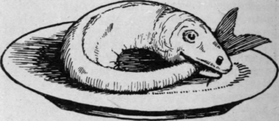 A whiting or haddock trussed with its tail through its mouth