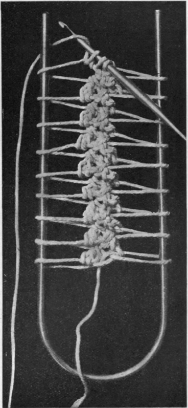 Fig. 2.  Treble  hairpin stitch, giving a substantial centre to the