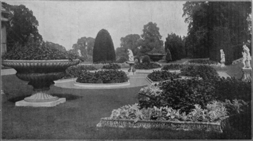 Flower beds in the beautiful gardens of Hillingdon Court, near Uxbridge. They present a fine example of formal landscape gardening, and are in admirable keeping with the mansion to which they pertain