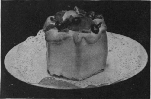 Gateau a la Napoleon. A pretty and delicious sweet. The gateau might also be used as a case for any ice mixture