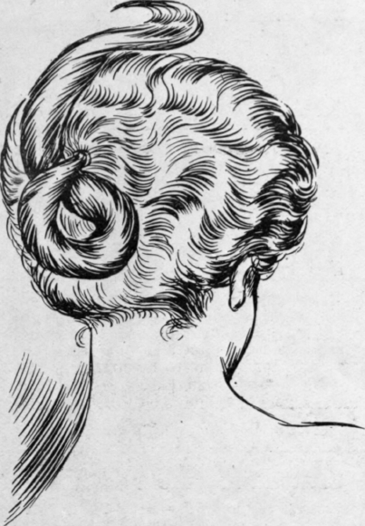 How the foundation tail of hair is arranged to form the figure of 8 at the back of the Pompadour