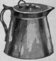 Milk boiler in fireproof ware; having a handle and spout.
