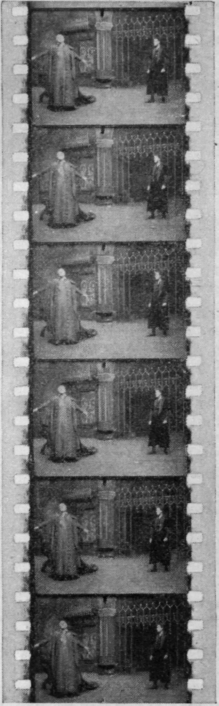 One of the marvellous films taken of Sir Herbert Tree's production of  Henry VIII.,  for which the record price of �1000 was paid. The film is here shown in its actual size