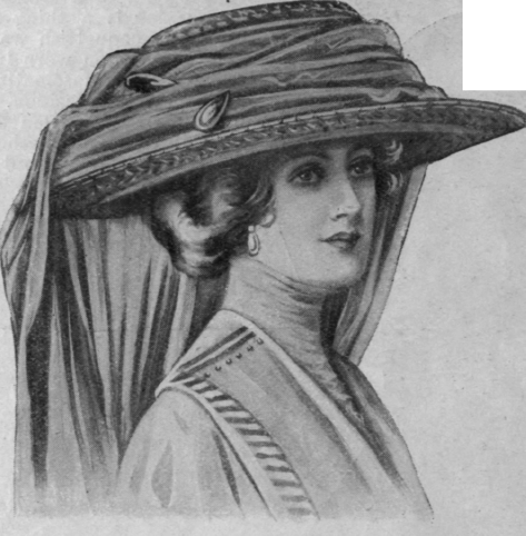 The veil beloved of the  globe trotter,  swathed round the hat and hanging in graceful folds at the back