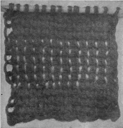 Tricot or   idiot   â– stitch, showing the method of working in wool and silk
