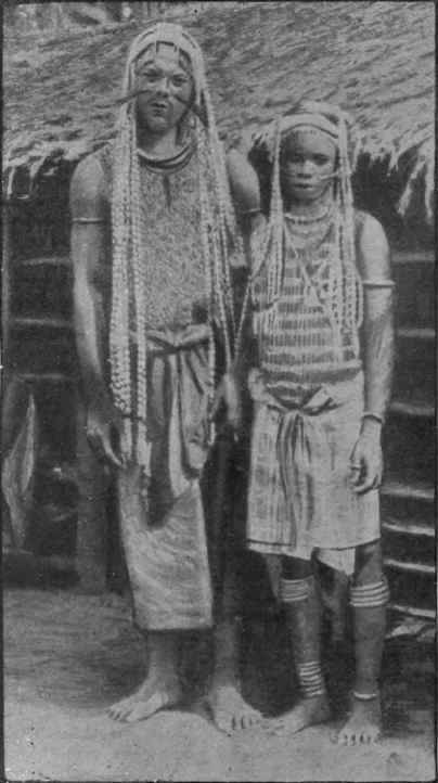 Two interesting examples of gala dress among the women of the Congo. Many tribes have the decorative instinct strongly developed