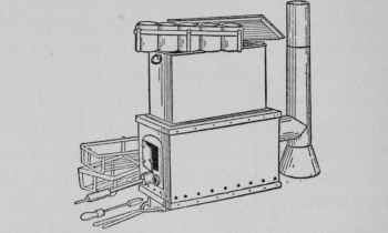 Fig. 54 - A large capacity canner, suitable for club or commercial use. Firebox and smoke stack, with large open vat for canning, in one.