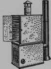 Fig. 19 - A self-contained evaporator of larger capacity for use out of doors. The drier or evaporator is mounted on the top of a simple stove. These driers are large enough for commercial work.