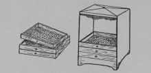 Fig. 46 - Small metal drier with removable trays for using over the stove.