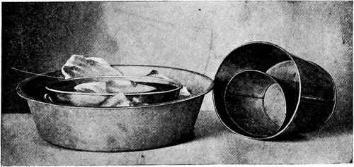 Charlotte Moulds In Pan Of Ice And Water. Double Moulding