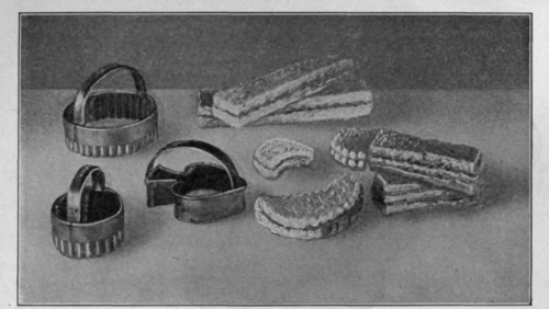 A Group of Sandwich Cutters for Use in Making the Tea Tray Attractive. A Recipe for Roquefort Sandwiches is on Page 277.