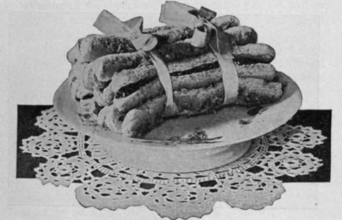 Date Sandwiches: Lady Fingers with a Filling of Chopped Date and Nut Meats. For the Afternoon Tea Tray.
