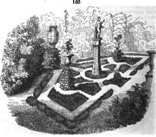 wall on each aide of which is heightened with trellis work for creepers