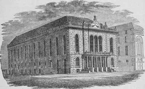 Old Horticultural Hall. Built 1866 67. Destroyed by Fire February 1st, 1881.