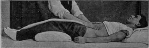 Fig. 129.   Deep stroking of the colon: nearing the end of the stroke
