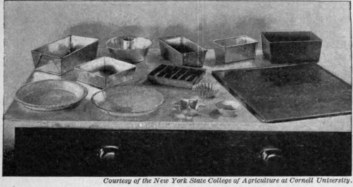 Fig. 26.   Pans for baking bread, cake, and pastry, of tin, iron, and enameled ware.