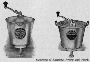 Fig. 28.  An inexpensive bread mixer, cover on and off.