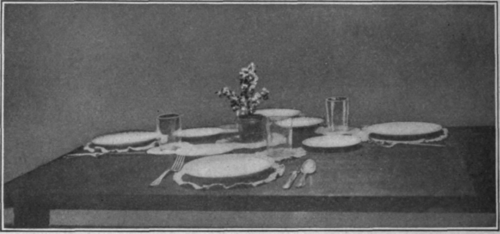 Fig. 34.   A table laid with doilies. The napkin should be at the left.