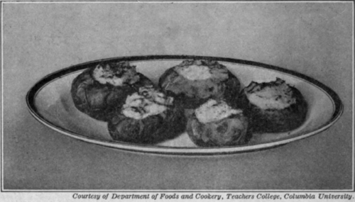 Fig. 57.   Baked potatoes, mashed, seasoned, and returned to the skins.