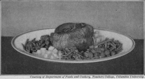 Fig. 63.   One way to save dishes is to put more than one kind of food on the serving dish or platter.