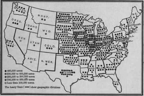 CEREALS ACREAGE BY STATES 1909.