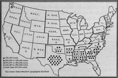 COTTON (COTTONSEED OIL) ACREAGE BY STATES   1909.
