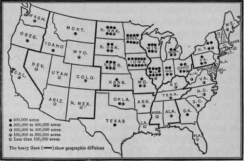 OATS ACREAGE BY STATES   1909.