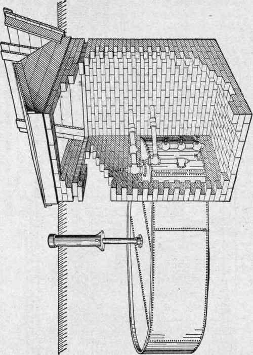 Fig. 136. Carburetter with Pit Giving Access to Transfer Cocks, Pump Pipes, etc.