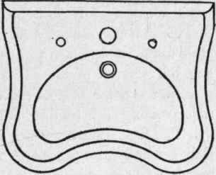 Fig. 26. Plan of Lavatory Slab with Crescent or Kidney Shaped Bowl.
