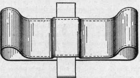 Fig. 60. Another Method of Joining the Two Ends of the Lead Sheet. The Ends are Butted against Each other Over the Hardwood Board and Fused Together.
