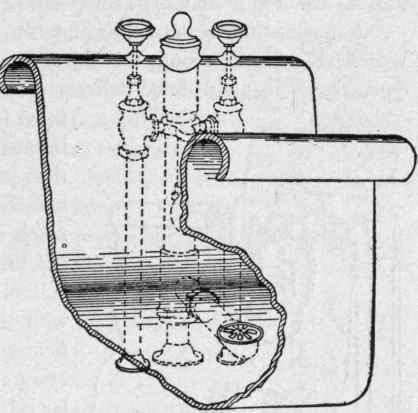 Fig. 8. Showing Central Location of Fittings and Waste Outlet in Roman Bathtub.