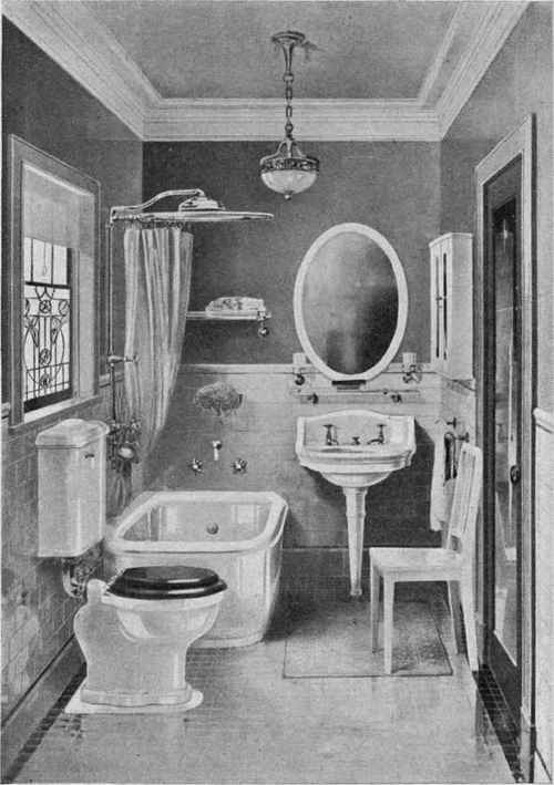 MODERN BATHROOM SHOWING EXCELLENT ARRANGEMENT OF FIXTURES;