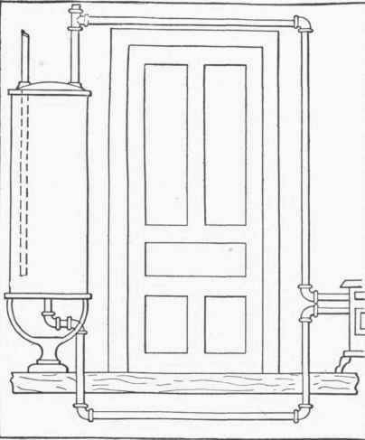 Fig. 299.   Boiler Heated by Range with Door Between. Correct Method.