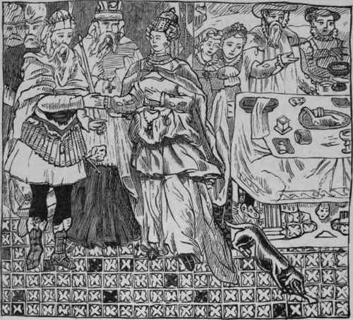 From early tapestry in the possession of the Rev. R. H. Haweis.