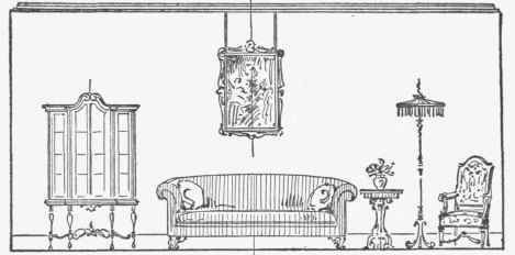 The sofa and picture, constituting the most important element of the treatment.