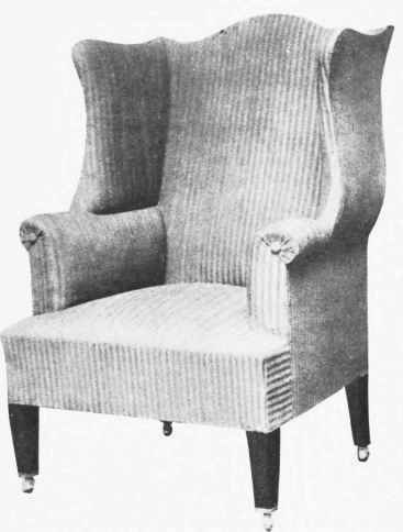 Wing chair in which the flow of curved line is abruptly broken.