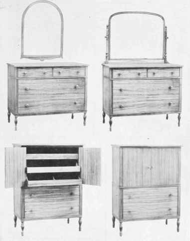 BUREAUS AND CHIFFONIER ACCOMPANYING BEDS ON PLATE.