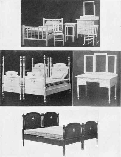 ENAMELLED AND DECORATED BEDROOM FURNITURE.
