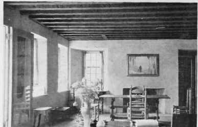 LIBERAL PERIOD FURNISHING IN A REMODELLED FARM HOUSE IS PENNSYLVANIA.