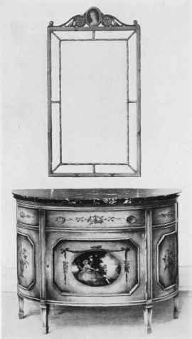 NEO CLASS1C MAHOGANY CONSOLE AND MIRROR.