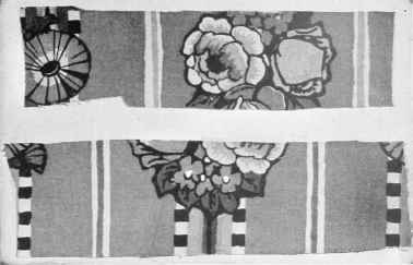 STRIPED AND FLOWERED BLOCK PRINTED LINENS, 50 INCHES WIDE.