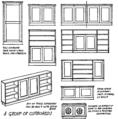 Designs for shelves and cupboards