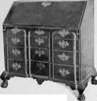 Block Front, Slant Top Scrutoirc, third quarter eighteenth century.