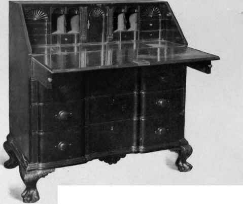 Block Front, Slant Top Scrutoire, third quarter eighteenth century.