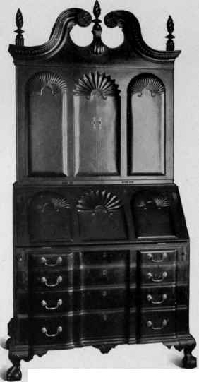 Block Front, Slant Top Scrutoire with cabinet top, 1760 75.