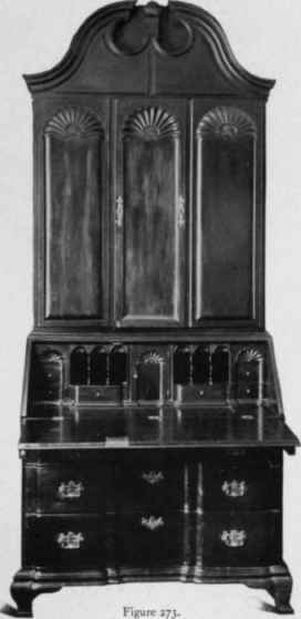 Block Front, Slant Top Scrutoire with cabinet top, third quarter eighteenth century.