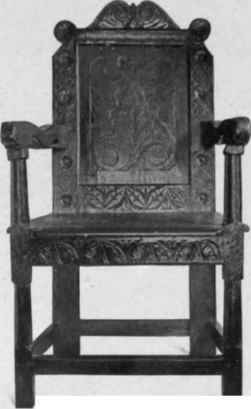 Carved Oak Wainscot Chair, about 1650.