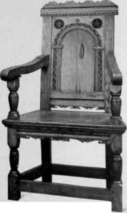 Carved Oak Wainscot Chair, about 1650.