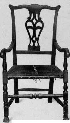 Chair in Chippendale style, Spanish feet, third quarter eighteenth century.