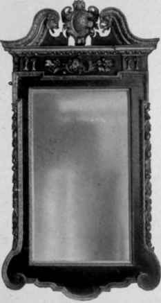 Looking Glass Frame with scroll pediment, 1725 50.